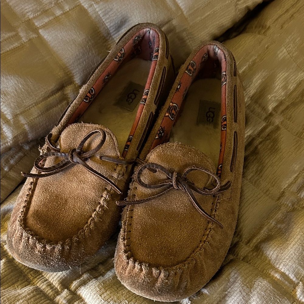 UGG Kids Tan Moccasins with Bow